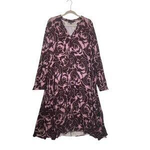 Universal Standard Plum Rose Floral Jersey Dress USDR1708 Womens Medium 18-20